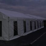 Framed Marquee Tent Early morning setup at East London Race Track